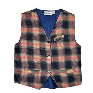 Vintage Tangibles 90s Plaid Vest Chain Stitch Skater Surfer Grunge Hip Hop